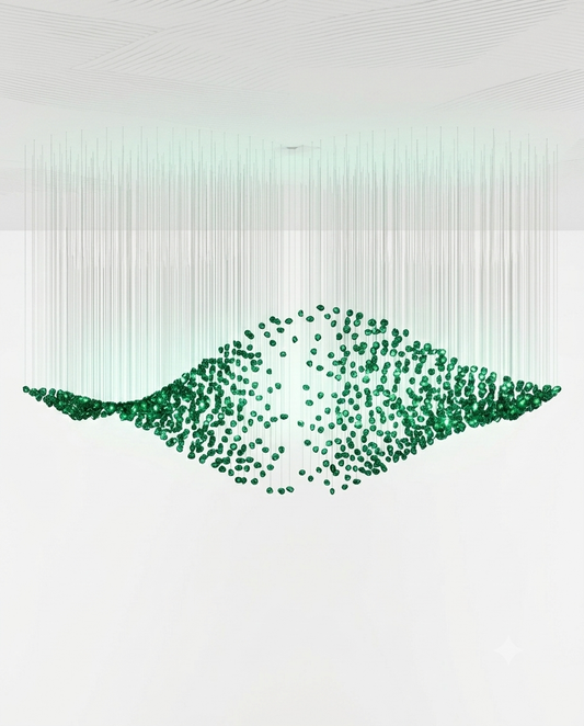 Customizable Rectangular DNA Helix Green Stone Pendant Chandelier for High-Ceiling Spaces⁠