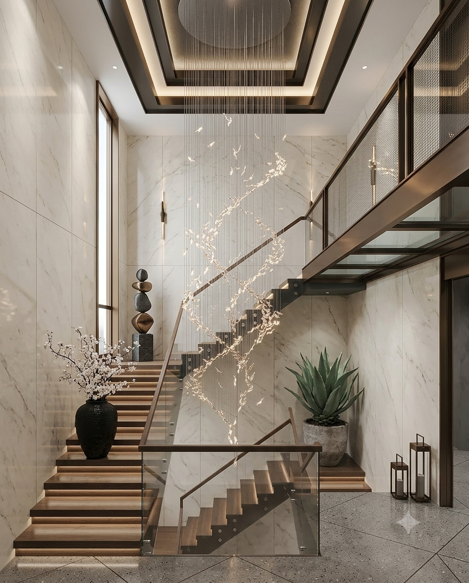 Luxury 5-Meter Clear Leaf Tornado Chandelier for Double-Height Ceilings