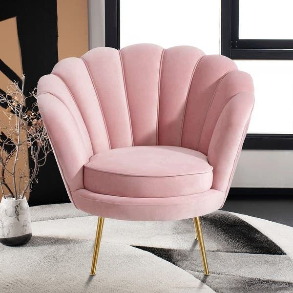 Luxury Flower Shell Velvet Accent Chair – Modern Petal Back Statement Chair