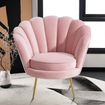 Luxury Flower Shell Velvet Accent Chair – Modern Petal Back Statement Chair