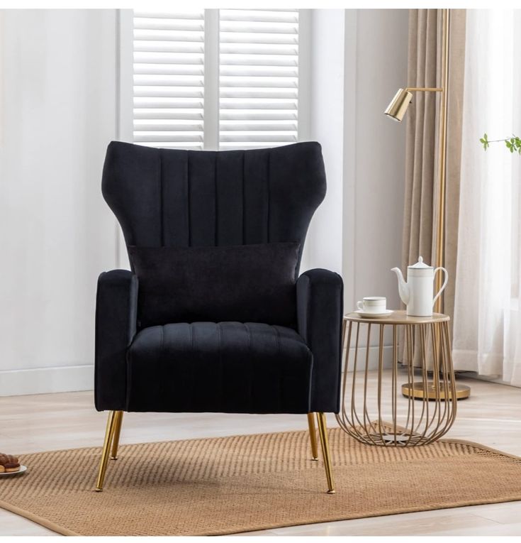 Luxury Wingback Velvet Lounge Chair – Stylish Accent Seating for Modern Interiors