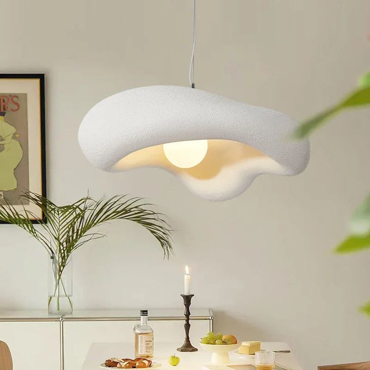 Modern Wabi-Sabi Flower Pendant Light – Nordic Style Hanging Lamp (White)