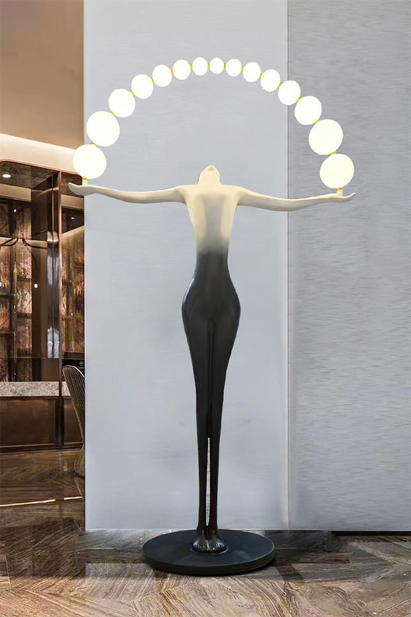 Modern Sculptural Human LED Floor Lamp with Marble Base & 3‑Color Dimm ...
