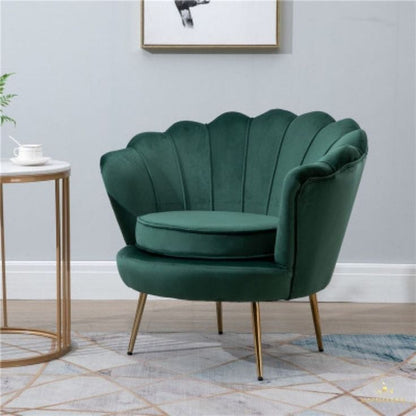 Luxury Flower Shell Velvet Accent Chair – Modern Petal Back Statement Chair