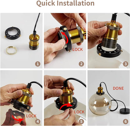 Vintage Pendant Light with Clear Glass Globe Shade ( 20 cm)