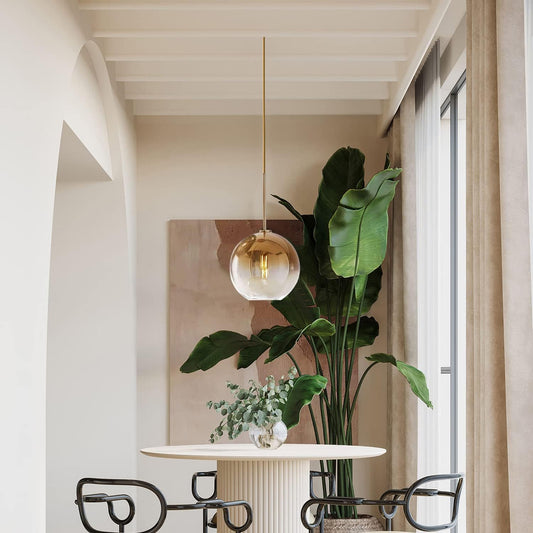 Modern Gold Glass Pendant Light fixture.