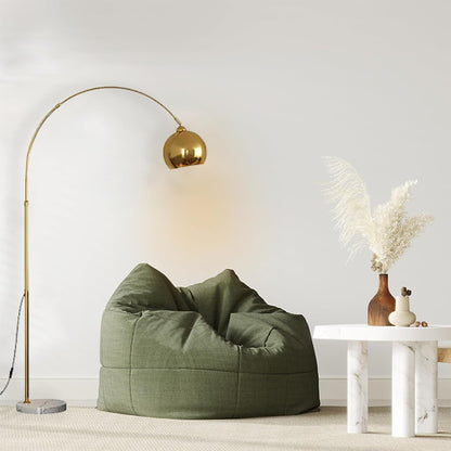 Inspired Home Landrie Brass Arc Floor Lamp – 75.5" Modern Gold Metal Floor Lamp with Marble Base