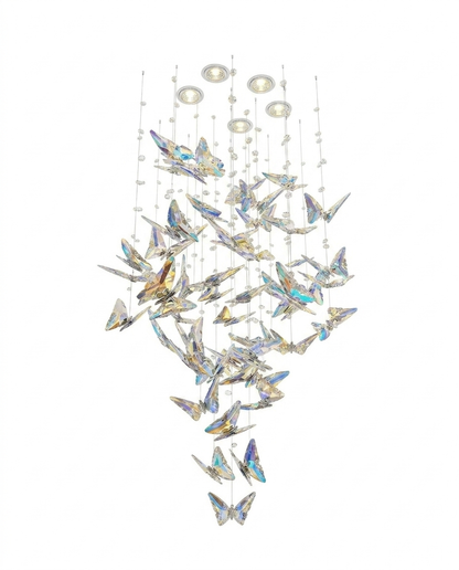 Custom Illuminated Iridescent Crystal Butterfly Chandelier - Best Ceiling Light For Modern Room