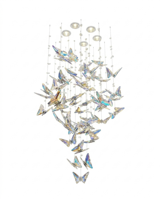 Custom Illuminated Iridescent Crystal Butterfly Chandelier - Best Ceiling Light For Modern Room