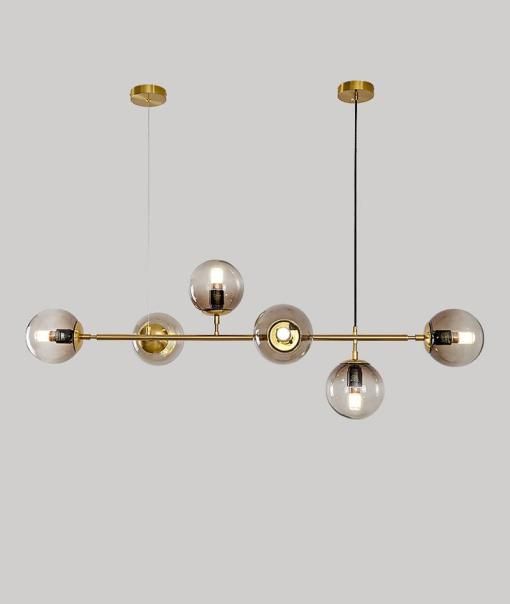 Nordic Luxury Amber Glass Chandelier – E27 Modern Designer Ceiling Light
