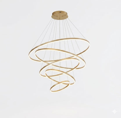 Luxury 5-Ring LED Chandelier – Modern Circular Pendant Light