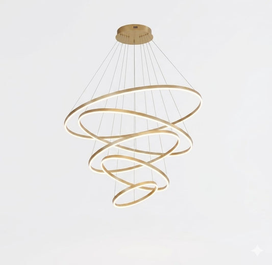 Luxury 5-Ring LED Chandelier – Modern Circular Pendant Light
