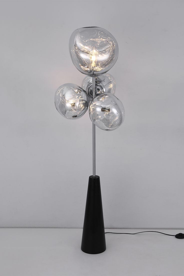 Lava Column Floor Lamp – Smoke Gray & Black Elegance