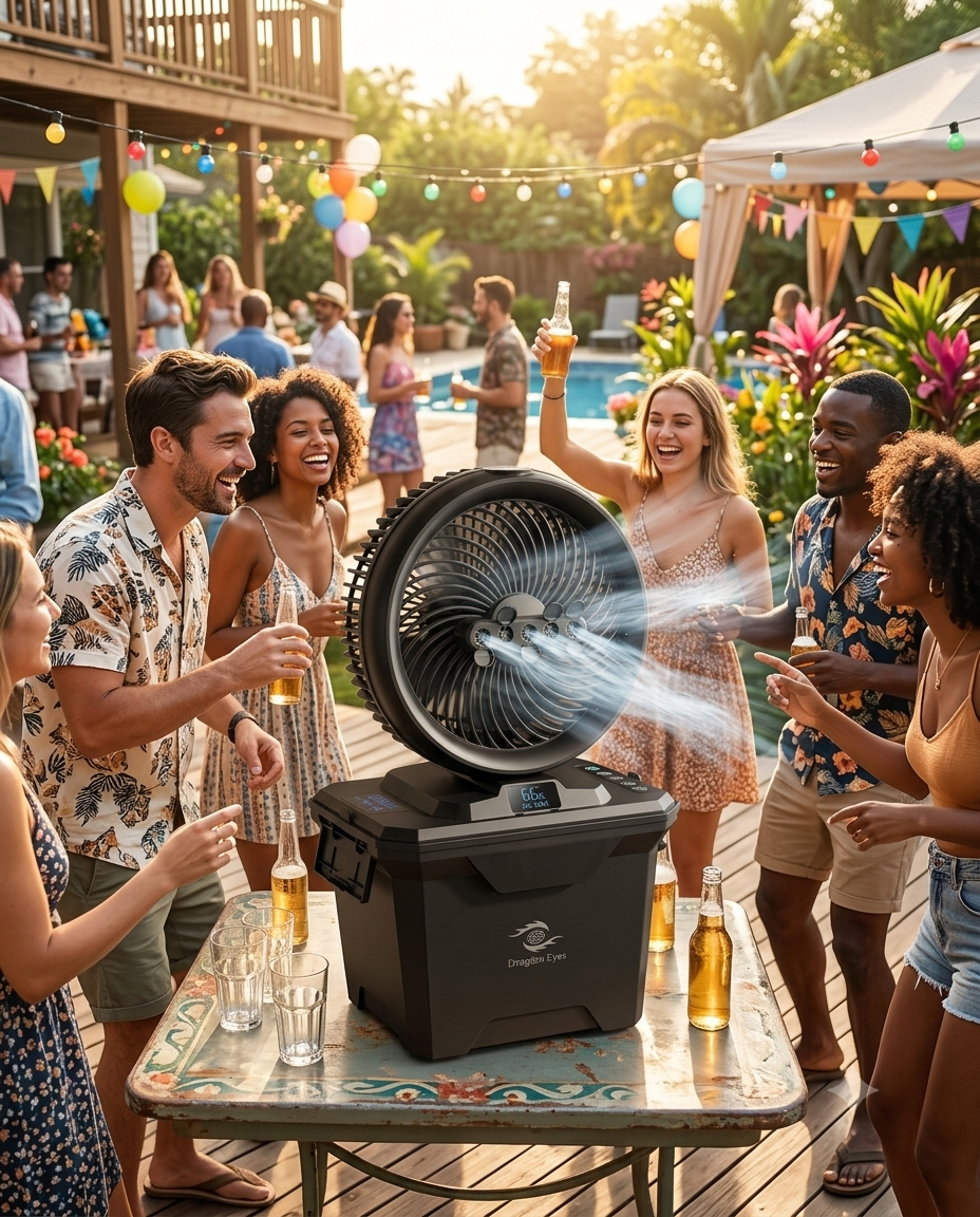 Portable Air Cooler & Outdoor Misting Fan with 11L Bucket Tank | 20000mAh Battery Powered Water Cooling Fan for Patio