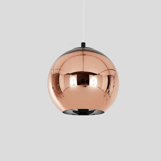 Modern Geometric Rose Gold Glass Globe Pendant Light