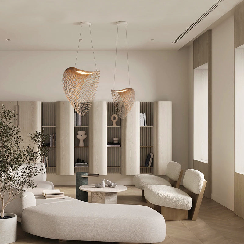 Japandi Style Wood Ring Pendant Light