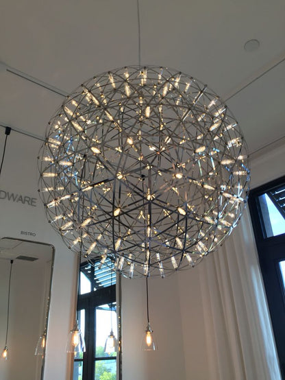 Modern Spark Ball LED Chandelier – Gold Chrome Firework Sphere Light