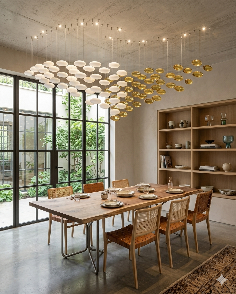 Custom Wave Glass Chandelier – Luxury White & Gold Pendant Light