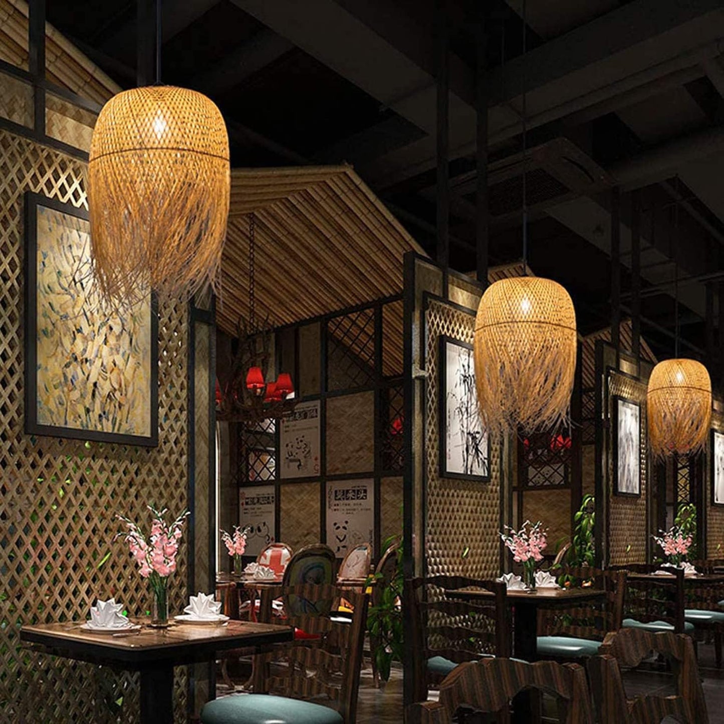 Handwoven Bamboo Pendant Lamp – 60cm of Timeless Elegance