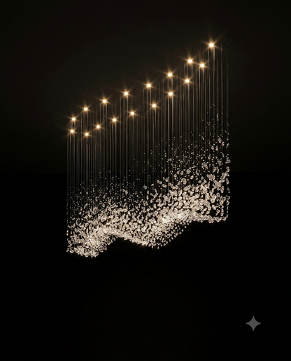Custom 2M Wave K9 Crystal Chandelier | Modern Suspension Light