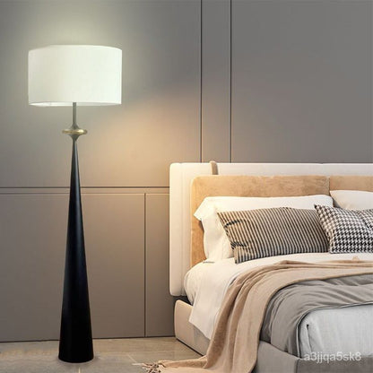 Modern Cone Base Floor Lamp – 150 cm Tall Decorative Living Room Standing Light with Fabric Shade