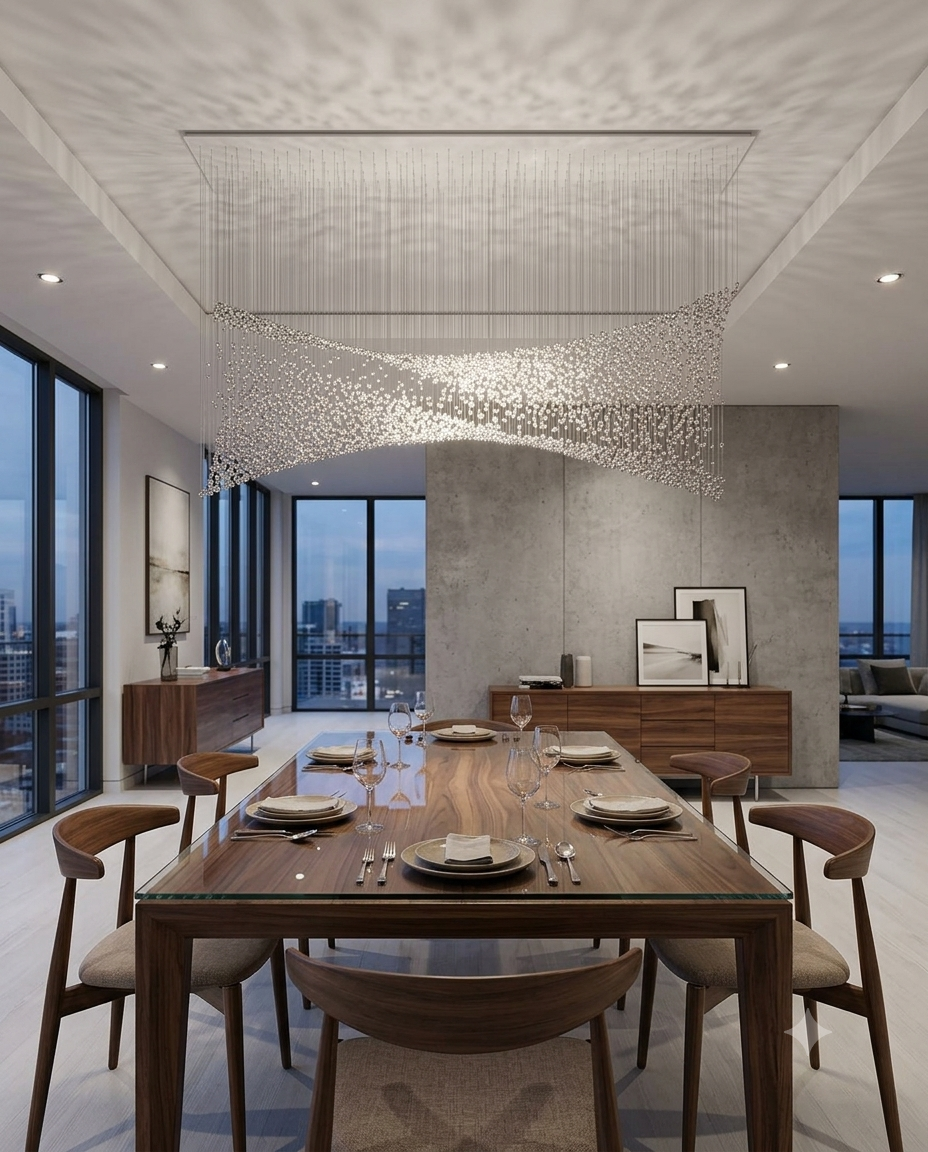 Modern Custom Hourglass Crystal Stone Chandelier | 2M Luxury Dining Table Pendant Light