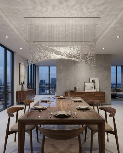 Modern Custom Hourglass Crystal Stone Chandelier | 2M Luxury Dining Table Pendant Light