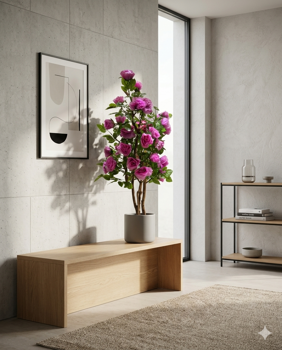 Botanical Elegance Handmade Faux Pink Rose Tree