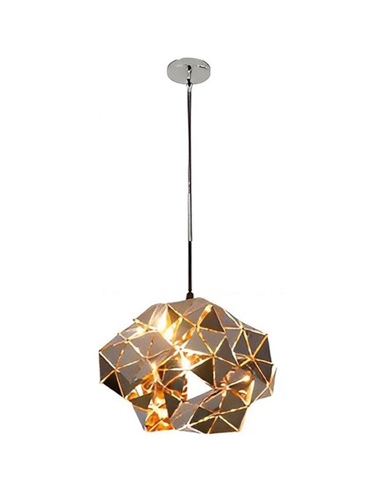 Postmodern Geometric Chrome Pendant Light – Stainless Steel Phantom Chandelier for Dining Room, Living Room, or Bar Counter – 40cm