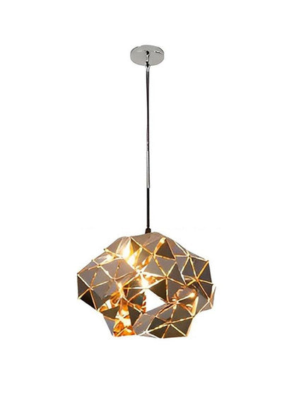 Postmodern Geometric Chrome Pendant Light – Stainless Steel Phantom Chandelier for Dining Room, Living Room, or Bar Counter – 40cm
