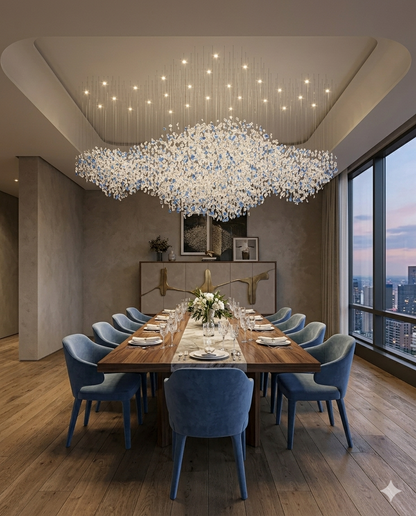 Custom 2M Modern Blue and White Stone Chandelier – Luxury Floating Cloud Design Light