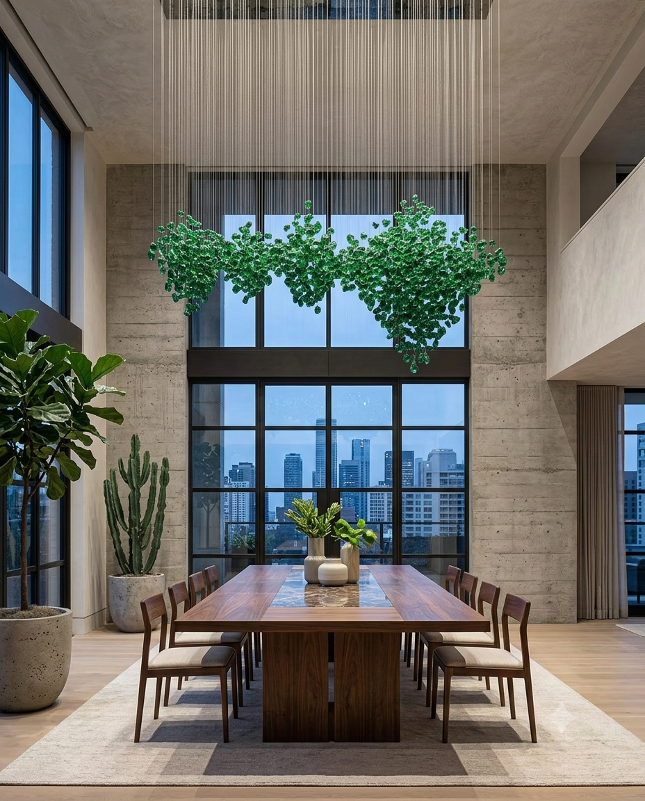 Modern Green Stone LED Linear Chandelier - Custom 2M Luxury Pendant Light