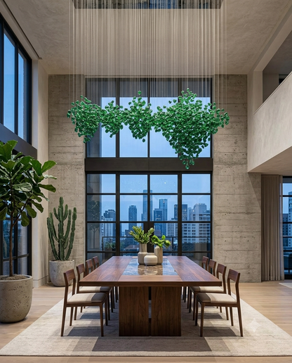 Modern Green Stone LED Linear Chandelier - Custom 2M Luxury Pendant Light