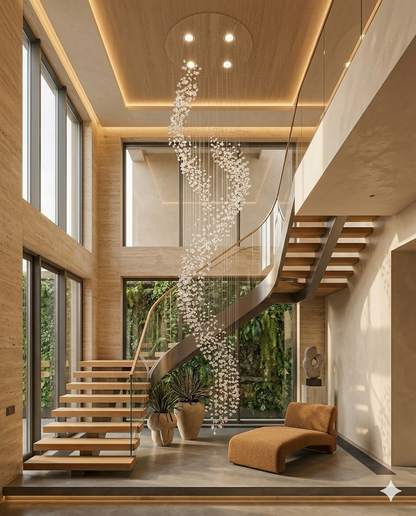 Custom White Stone Spiral Staircase | 7M Luxury Architectural Design