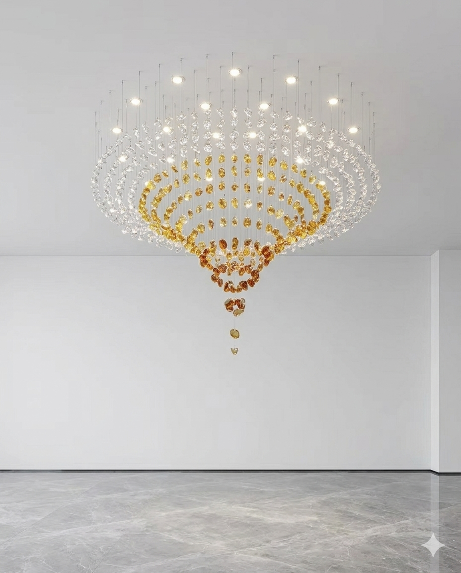 Custom Luxury Geometric Conical Raindrop Chandelier
