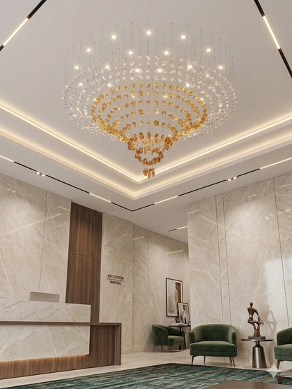 Custom Luxury Geometric Conical Raindrop Chandelier