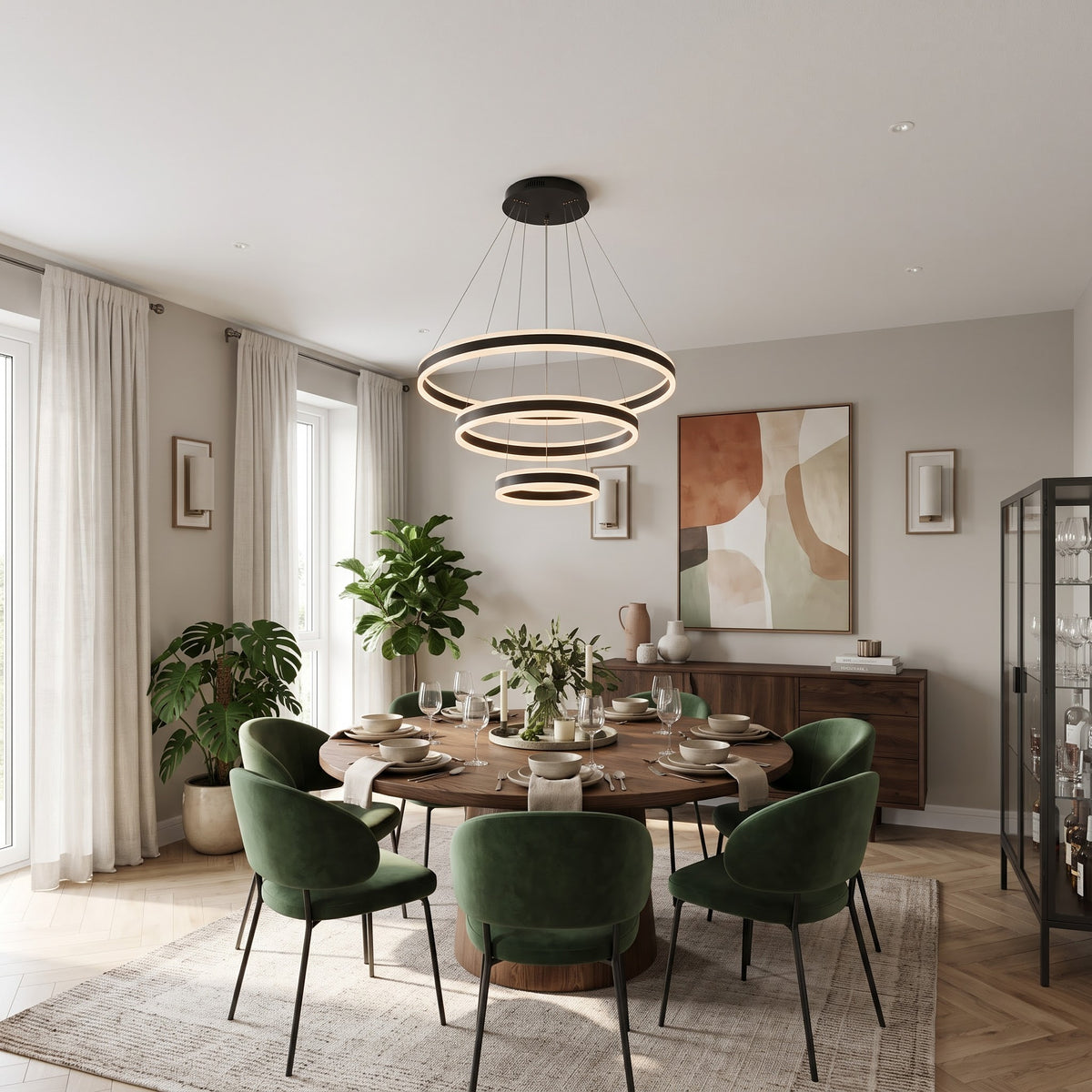 3-Ring Modern LED Pendant Chandelier