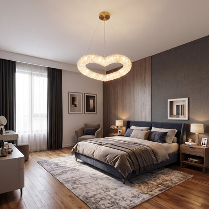 Luxurious 80 cm Heart-Shaped Crystal Ring Chandelier – 3-Color LED Suspended Pendant Light