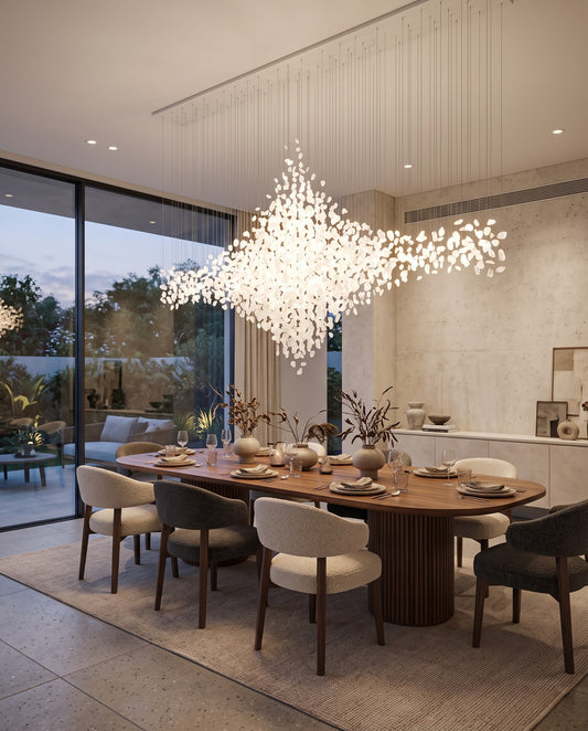 Custom Rhombus White Stone Pendant Light | Modern Dining Chandelier