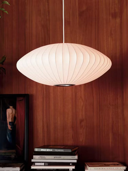 Mid-Century Modern Oval Pendant Lamp – Soft Cocoon Glow