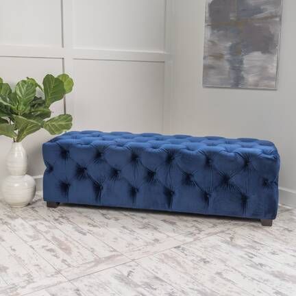 Luxury Tufted Velvet Ottoman Bench – Modern Upholstered Footrest Stool