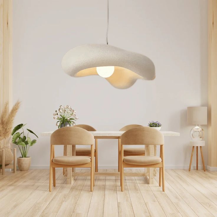 Modern Wabi-Sabi Flower Pendant Light – Nordic Style Hanging Lamp (White)