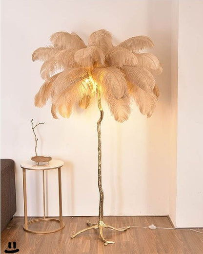 Gold Feather Floor Lamp – Elegant Standing Light for Living Room, Bedroom & Holiday Décor 1.2 C.M