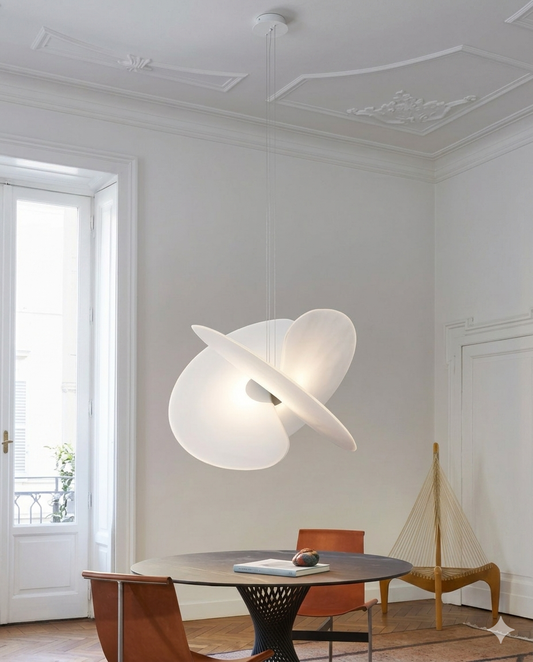 Modern Magnetic PET Fan Chandelier – Lightweight Statement Light With Silk Effect