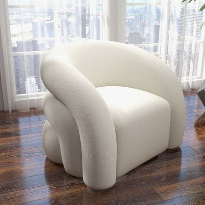 Modern Curved Accent Lounge Chair – Luxury Fabric Armchair for Living Room