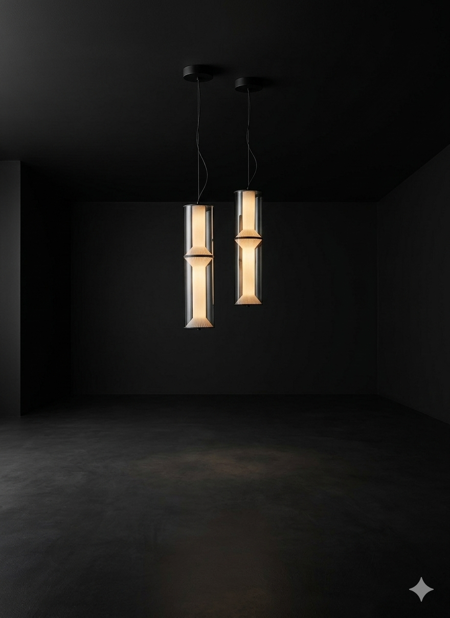 80cm Modern Smoke Grey LED Pendant Light – Minimalist Bedside Hanging Cylindrical Chandelier with 80cm Adjustable Cord