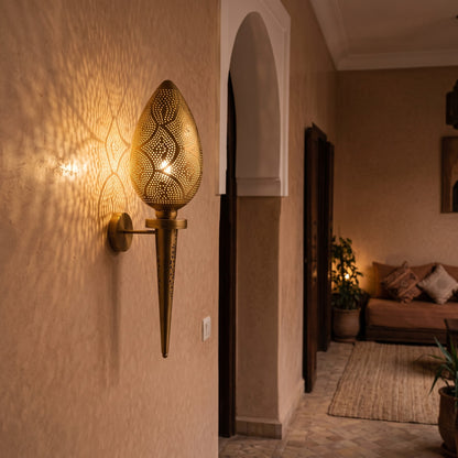 Moroccan Gold Brass Wall Light | Antique Sconce Decor