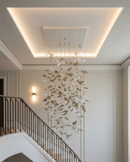 Falling Leaf Cascade Chandelier – Modern 3M High-Ceiling Light