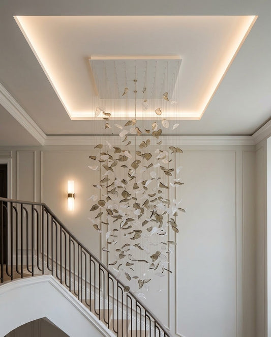 Falling Leaf Cascade Chandelier – Modern 3M High-Ceiling Light