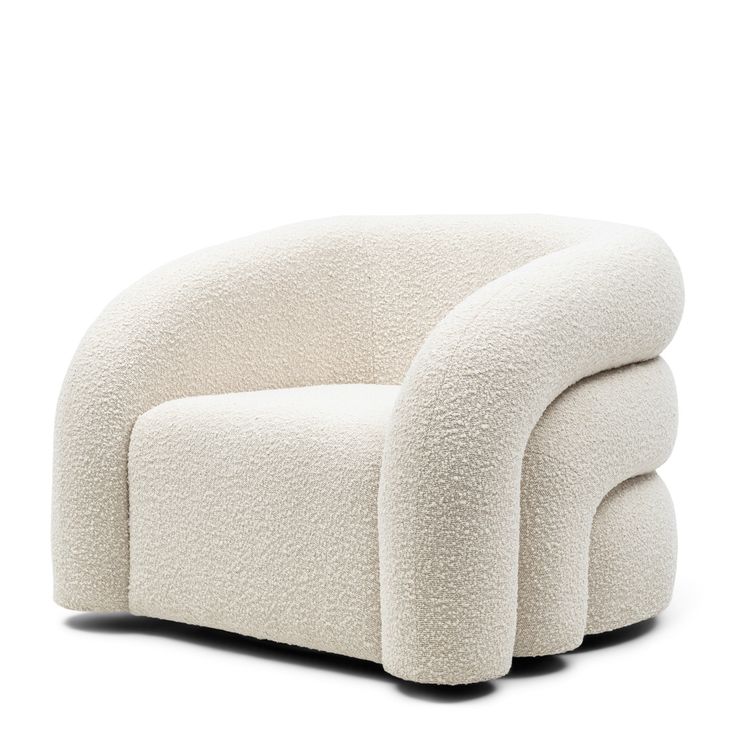 Modern Curved Accent Lounge Chair – Luxury Fabric Armchair for Living Room